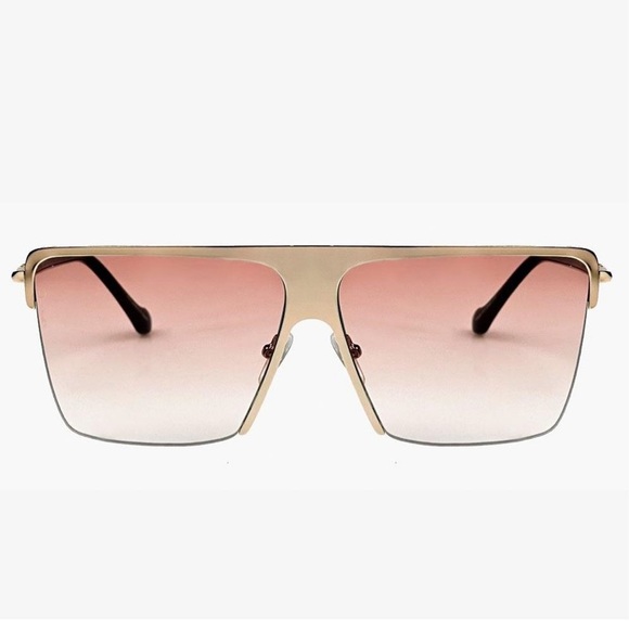 otra hamptons pink gold oversized retro brow bar statement sunglasses eyewear - Picture 5 of 6